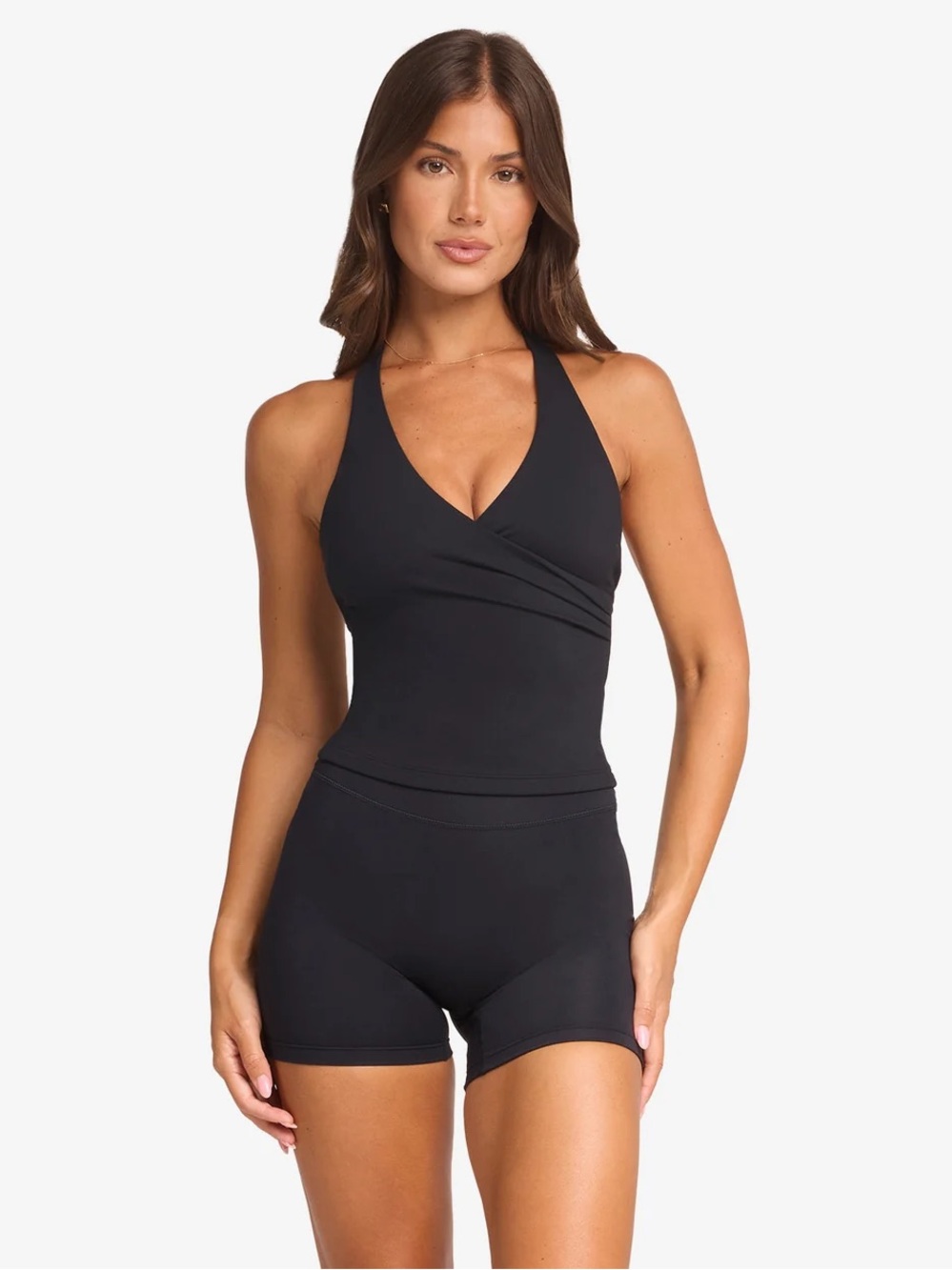 NWT CSB Form Athena Tank Black Size Small S Halter Pilates Crop Shop Boutique
